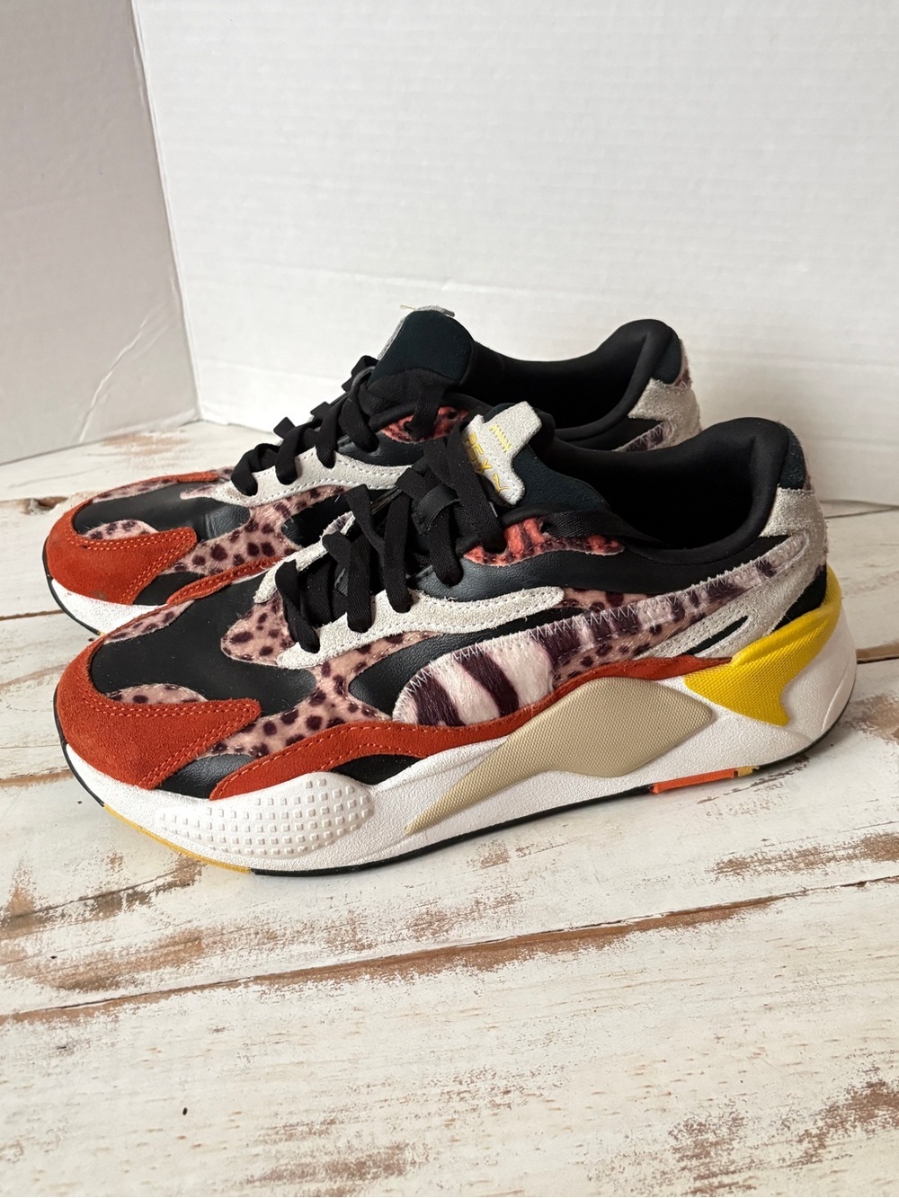 Puma RS-X³ Wildcats “Black Rust" running sneakers tiger leopard sz 10 373953-02